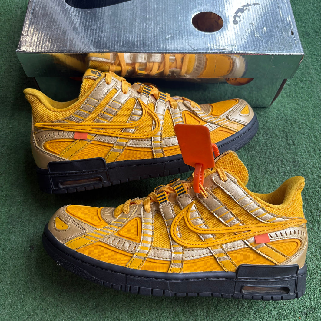 Nike Off White University Gold Rubber Dunks Size 8.5