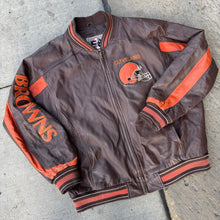 Load image into Gallery viewer, Vintage Cleveland Browns Leather Jacket Size XL
