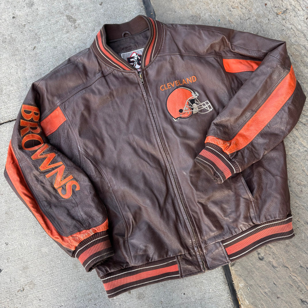 Vintage Cleveland Browns Leather Jacket Size XL
