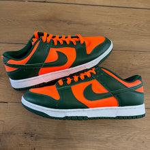 Load image into Gallery viewer, Nike University of Miami Low Dunks Size 9.5
