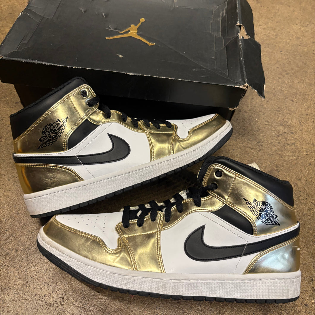 Jordan Metallic Gold Mid 1s Size 12