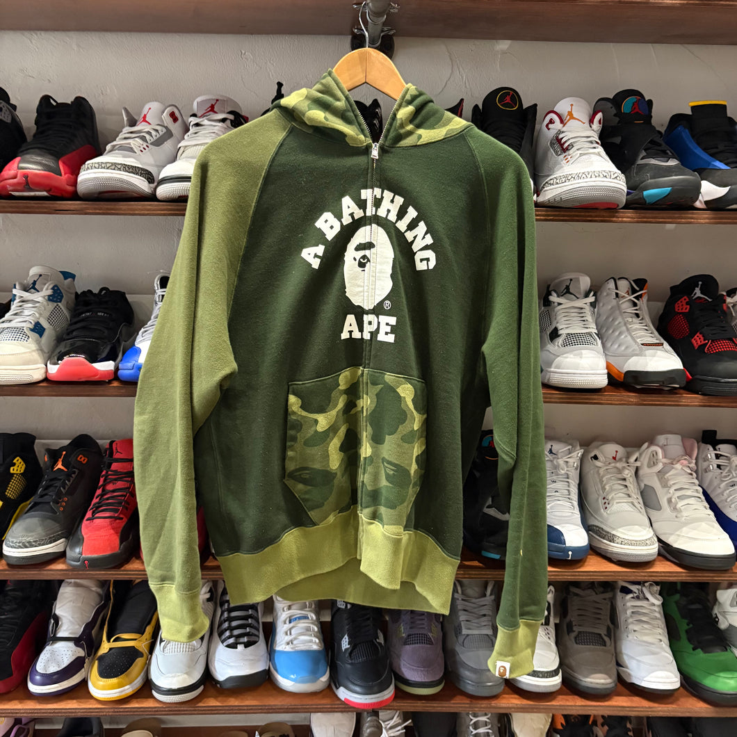 Bape Green Camo Full Zip Hoodie Size M