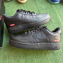 Load image into Gallery viewer, Nike Supreme Black Air Force 1s Size 10
