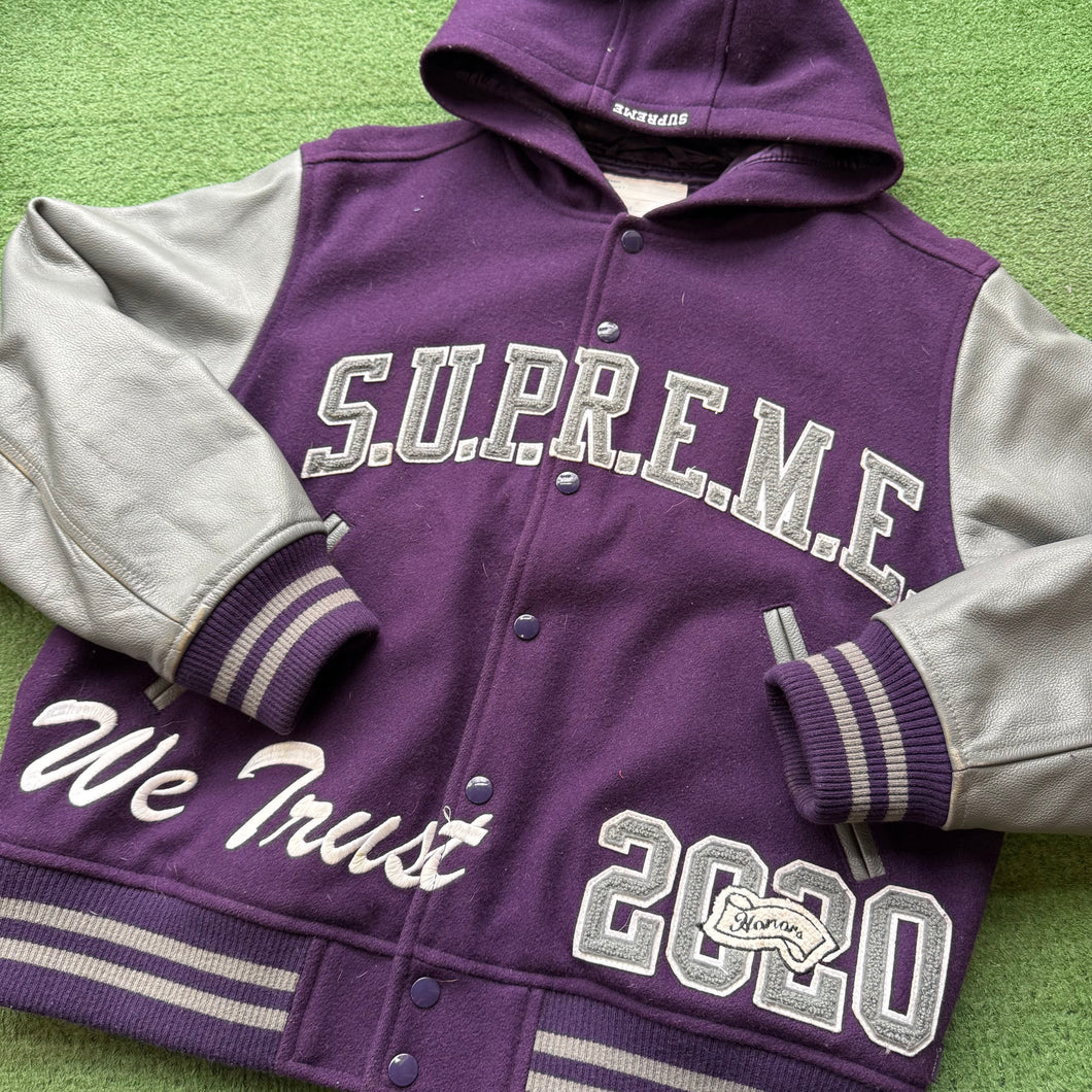 Supreme Hooded Varsity Jacket Size M