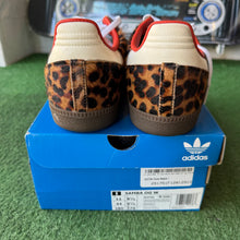 Load image into Gallery viewer, Adidas Preloved Red Leopard Sambas Size 11W/9.5M
