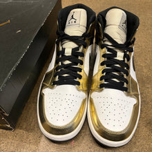 Load image into Gallery viewer, Jordan Metallic Gold Mid 1s Size 12
