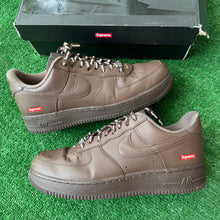 Load image into Gallery viewer, Nike Supreme Brown Air Force 1s Size 10.5
