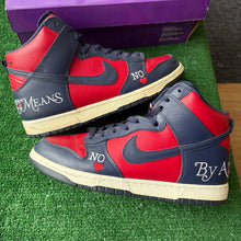 Load image into Gallery viewer, Nike SB Supreme By Any Means Necessary Navy High Dunks Size 10
