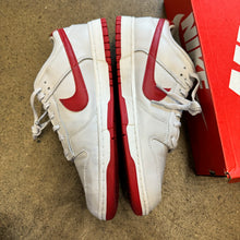 Load image into Gallery viewer, Nike Vast Grey Varsity Red Low Dunks Size 11.5
