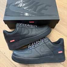Load image into Gallery viewer, Nike Supreme Black Air Force 1s Size 10
