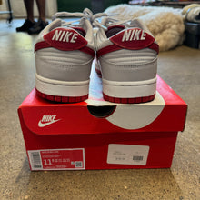 Load image into Gallery viewer, Nike Vast Grey Varsity Red Low Dunks Size 11.5
