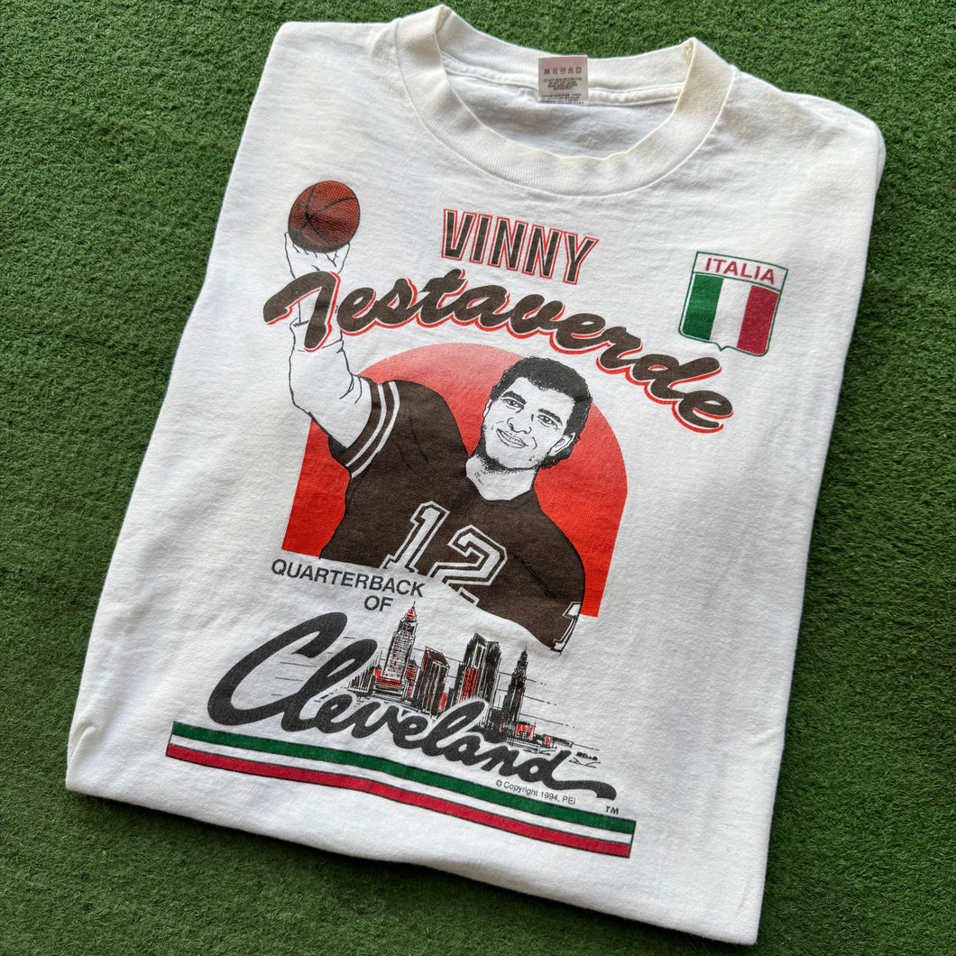 Vintage Cleveland Browns Vinny Testaverde Italy Tee Size XL