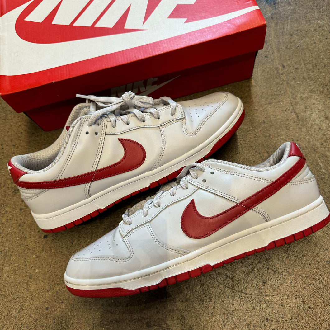 Nike Vast Grey Varsity Red Low Dunks Size 11.5
