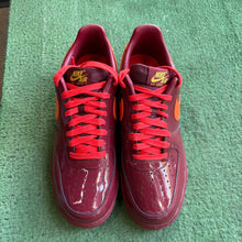 Load image into Gallery viewer, Nike Patent Leather Team Red Air Force 1s Size 10.5
