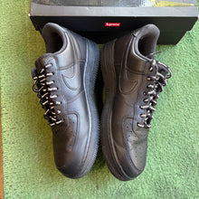 Load image into Gallery viewer, Nike Black Supreme Air Force 1s Size 10.5
