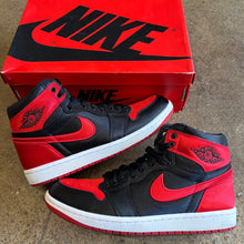 Load image into Gallery viewer, Jordan Satin Bred 1s Size 9W/7.5M

