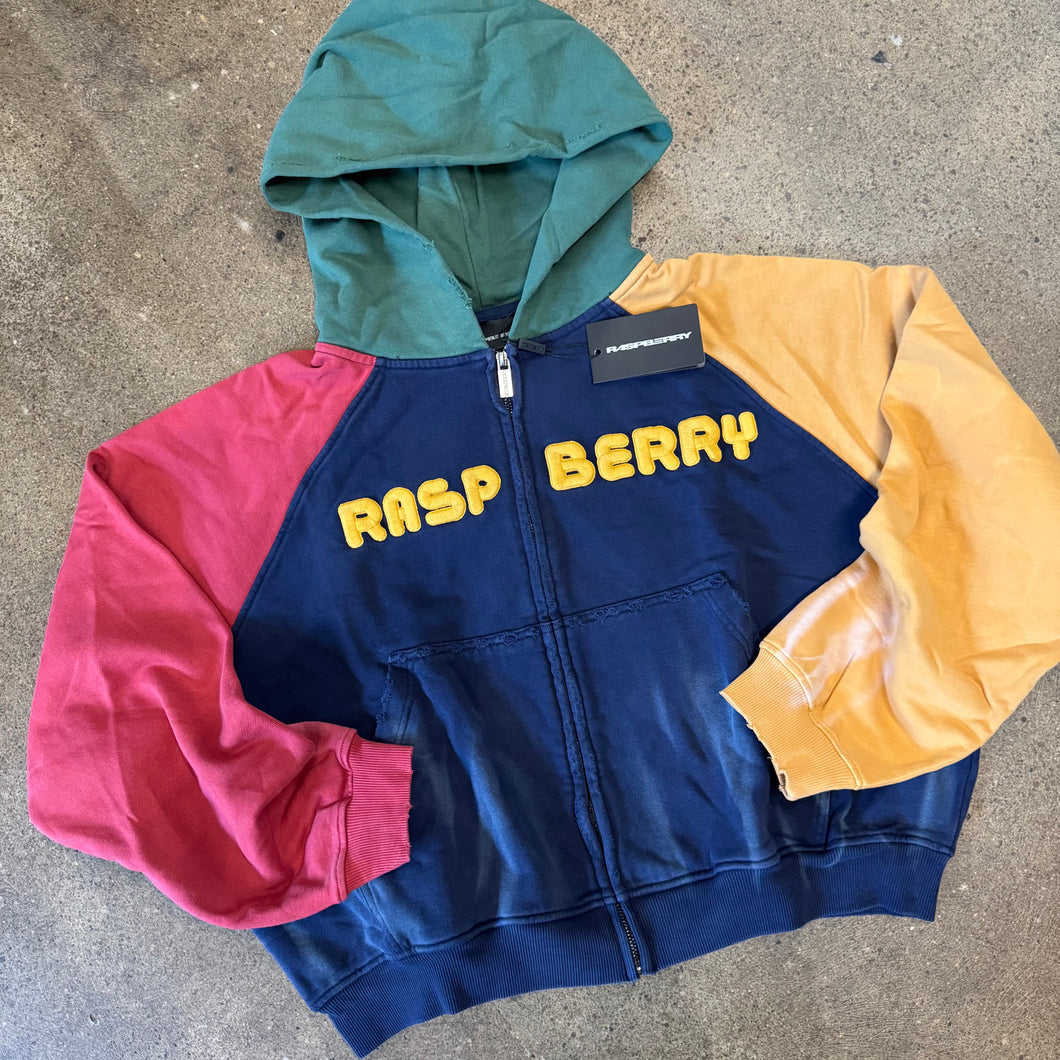 Raspberry Hills Color Block Zip Up Hoodie