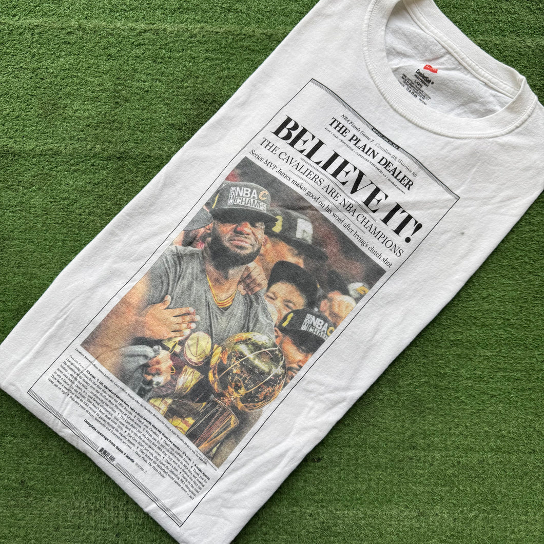 Cleveland Cavaliers Believe It Newspaper Tee Size L