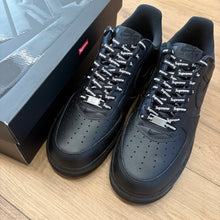 Load image into Gallery viewer, Nike Supreme Black Air Force 1s Size 10
