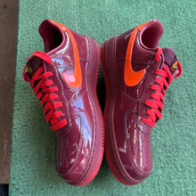 Load image into Gallery viewer, Nike Patent Leather Team Red Air Force 1s Size 10.5
