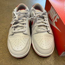 Load image into Gallery viewer, Nike Vast Grey Varsity Red Low Dunks Size 11.5
