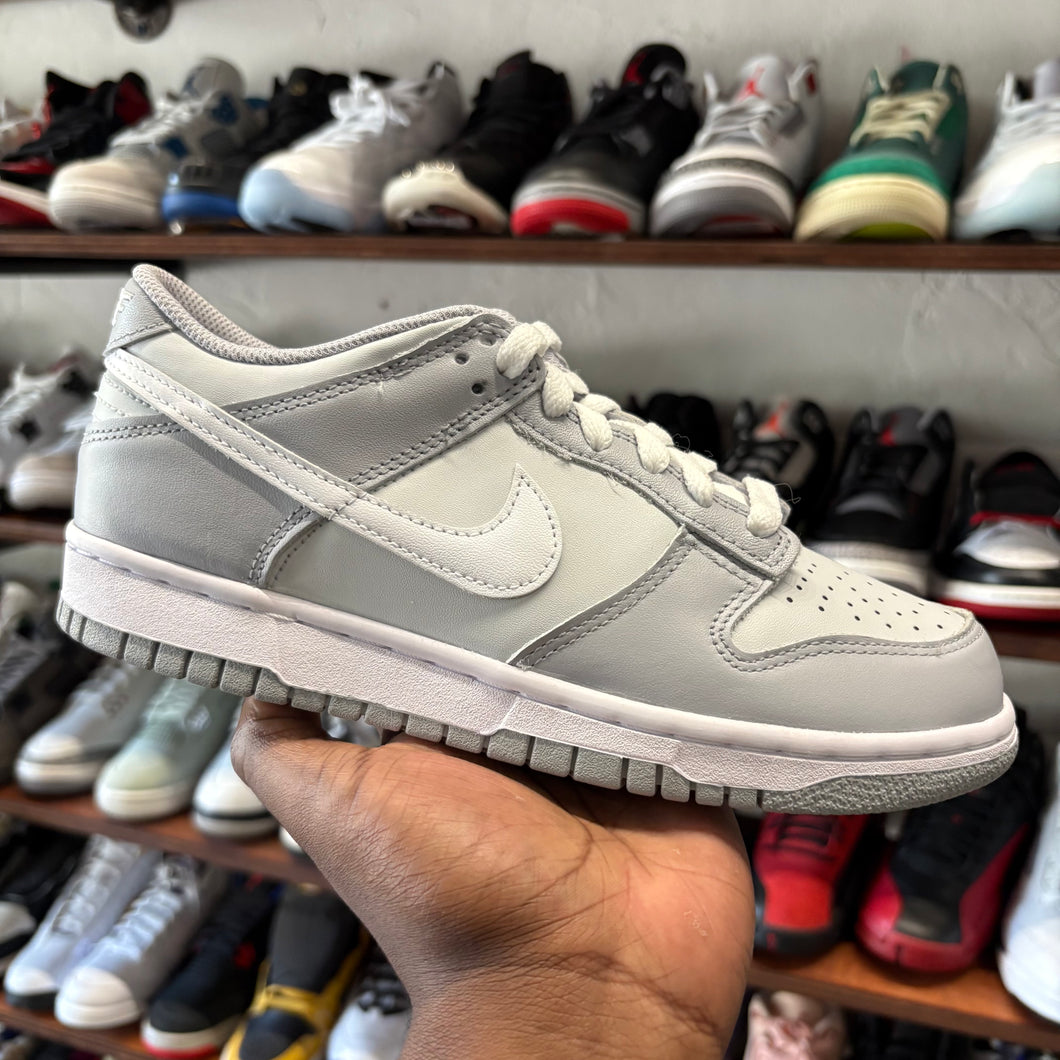 Nike Platinum Grey Low Dunks Size 6Y