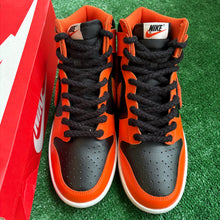 Load image into Gallery viewer, Nike Chenille Swoosh Safety Orange High Dunks Size 11
