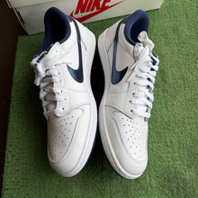 Load image into Gallery viewer, Jordan Metallic Navy Low 1s Size 12
