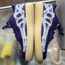 Load image into Gallery viewer, Nike Purple Skeleton Halloween Air Force 1s Size 9.5
