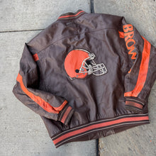 Load image into Gallery viewer, Vintage Cleveland Browns Leather Jacket Size XL
