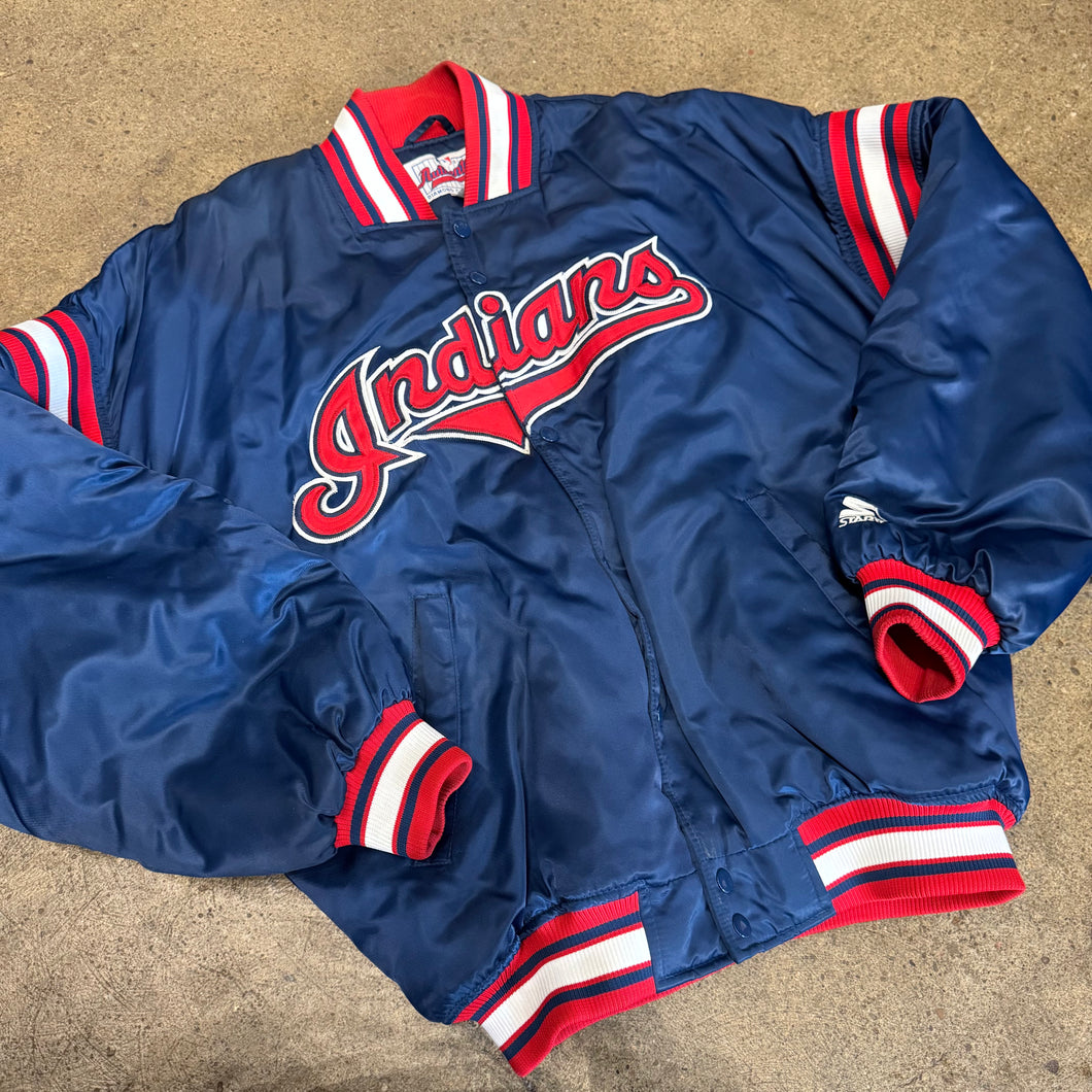 Vintage Cleveland Indians Starter Satin Jacket Size L