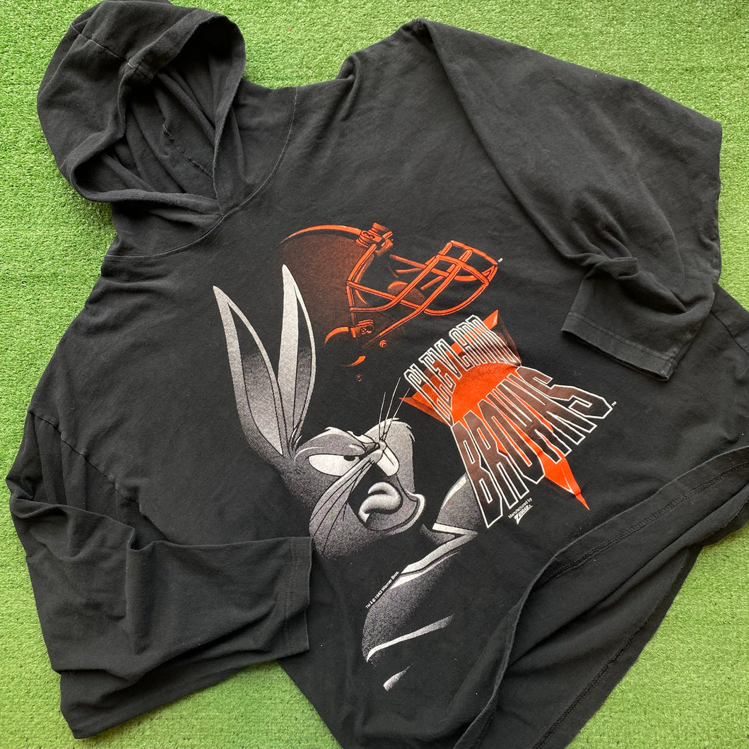 Vintage Cleveland Browns Zubaz Bugs Bunny Hoodie Size L