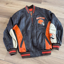 Load image into Gallery viewer, Vintage Cleveland Browns Leather Jacket Size S
