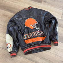 Load image into Gallery viewer, Vintage Cleveland Browns Leather Jacket Size S
